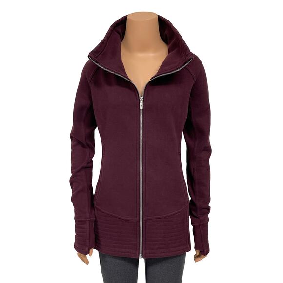 Lululemon Radiant Jacket Sz 6 Cassis Red Fleece Full Zip Slim Fit Sweatshirt - Picture 2 of 12